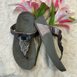 Fitflop Gunmetal Jeweled Sandals